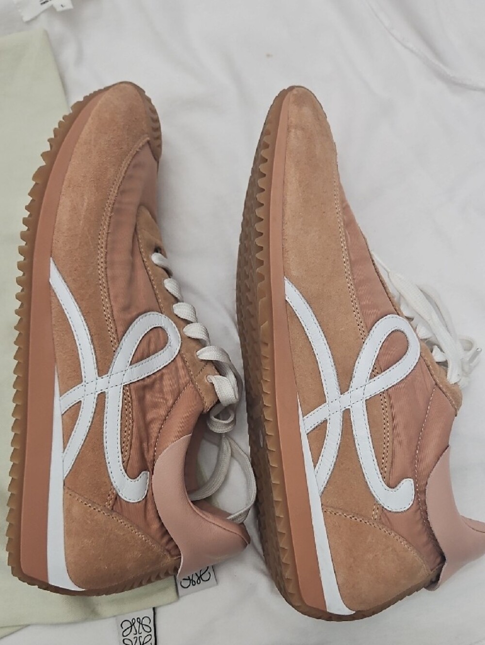 Loewe Women's Pink Suede & Nylon Sneakers - Picture 3 of 7